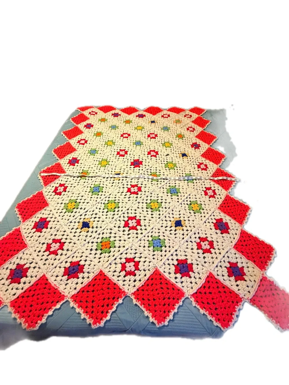 IHandmade Crochet Granny Square Afghan Blanket - Cottagecore Throw 60x45 Vintage